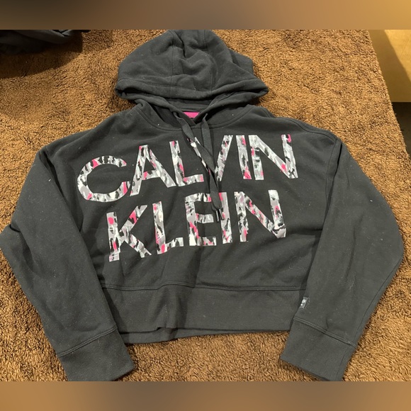 Calvin Klein Cropped Hoodie - Size Large - Picture 1 of 4